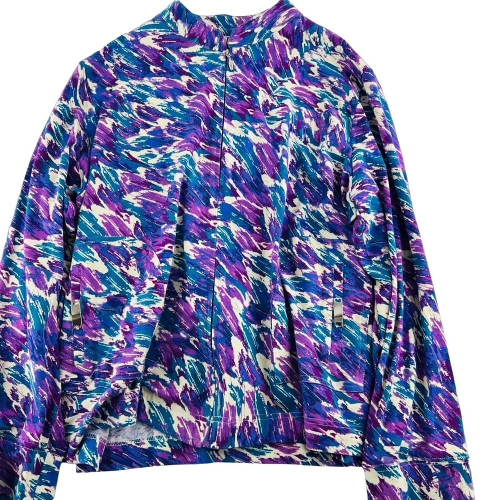 Links Women's size‎ Large Regular Full Zip Knit Colorful Jacket Stretch